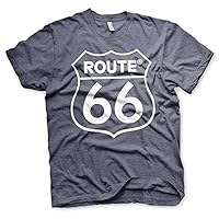 Route 66 Officially Licensed Logo Mens T-Shirt (Navy Blue-Heather)