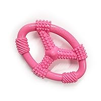 Nylabone Spin Tug & Play Pink Puppy Chew Toy for Teething - Puppy Supplies - Peanut Butter Flavor, Medium/Wolf (1 Count)