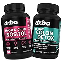 Myo-Inositol & D-Chiro Inositol & Colon Cleanser Detox - 15 Day Colon Cleanse Detox for Digestion Gut Health - Fertility Supplements for Women to Regulate Menstrual Cycle, Support Ovarian Health PCOS