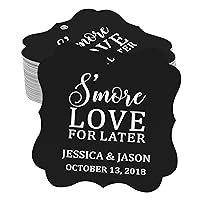 S'More Love for Later Tag Custom Favor Fancy Hang Tags -Black-100 Tags