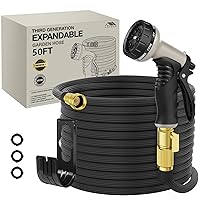 Lefree Garden Hose 50ft, Expandable Garden Hose Leak-Proof with 40 Layers of Innovative Nano Rubber,2024 Version/New Patented, Lightweight, No-Kink Flexible Water Hose (Black)