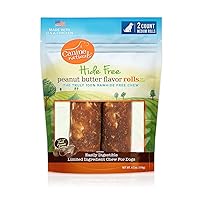 Canine Naturals Peanut Butter Chew - 100% Rawhide Free Dog Treats - Made with Real Peanut Butter - All-Natural and Easily Digestible - 2 Pack of 4 Inch Medium Rolls for Dogs 20-50lb