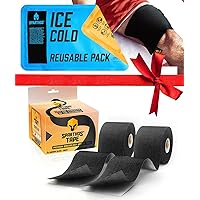 Sparthos Kinesiology Tape [Midnight Black - Pack of 2] + Sparthos Ice Packs for Injuries [Size Medium + Cover]