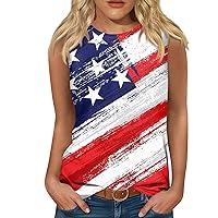 Women's American Flag Tank Tops 4th of July Patriotic Shirts Stars Stripes Print Sleeveless T-Shirt Tunic Tee Tanks