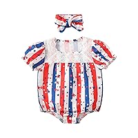 Thermal Bodysuit Girl Toddler Kids Girls 4 of July Strap Star Sleeveless Independence Day Lace Shorts Silk Baby