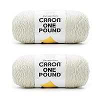 Caron One Pound Off White Yarn - 2 Pack of 454g/16oz - Acrylic - 4 Medium (Worsted) - 812 Yards - Knitting/Crochet