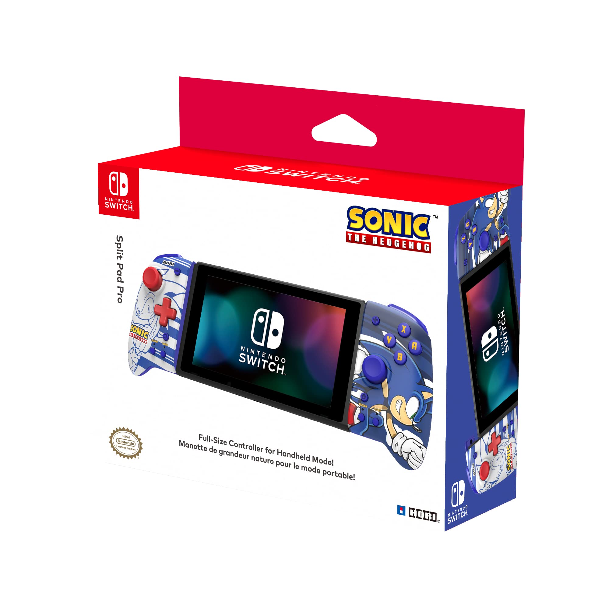 HORI Split Pad Pro (Sonic) Ergonomic Controller for Handheld Mode - Officially Licensed By Nintendo & Sega - Nintendo Switch;