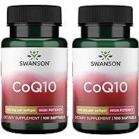 Swanson CoQ10 - Coenzyme Q10 Supplement - (100 Softgels, 100mg Each) 2 Pack