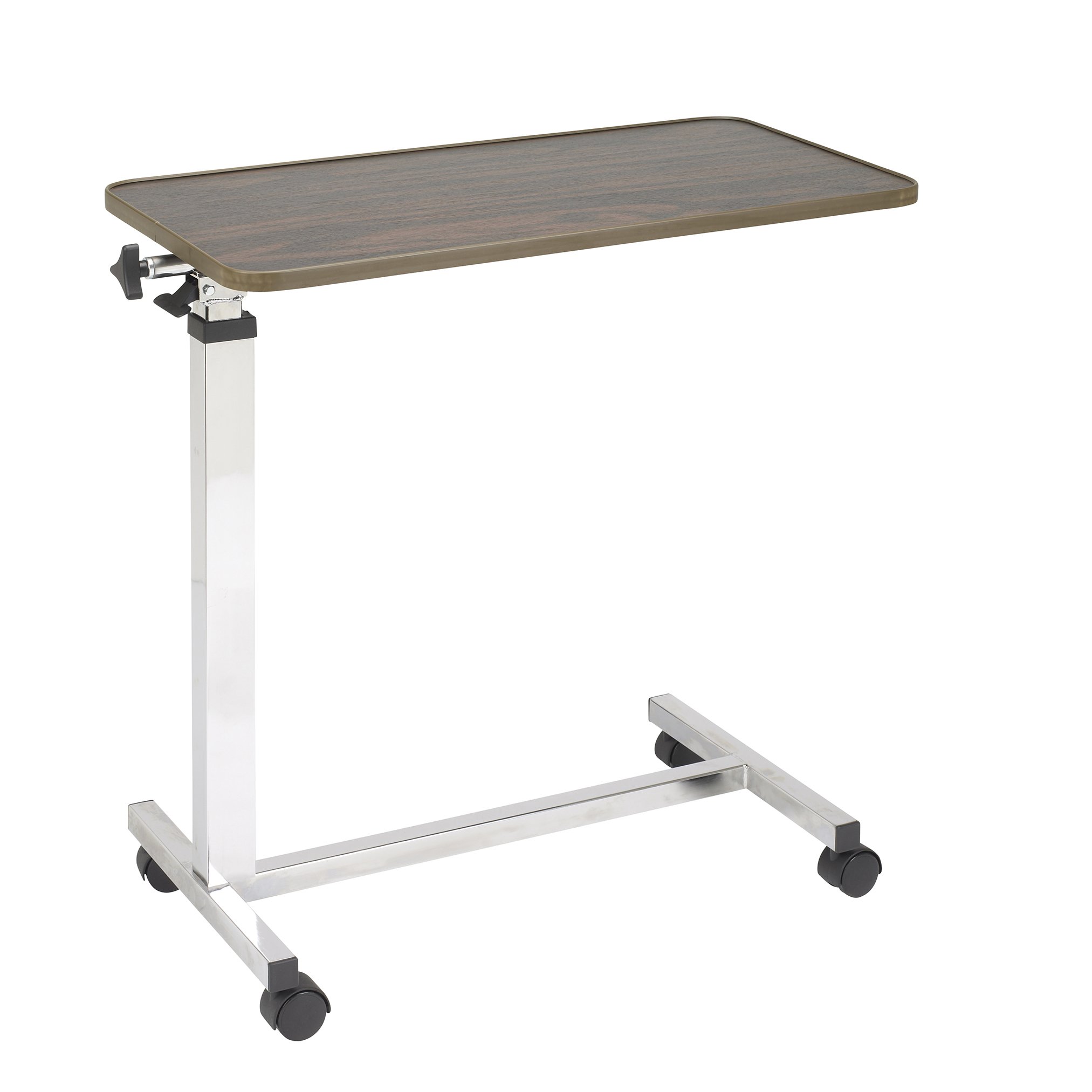 Drive Medical Tilt-Top Overbed Table with Wheels, Walnut