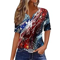 Short Sleeve Long Winter Tops Women Home Nice Print V-Neck Shirts Ladies Super Soft Slim Polyester Button-Down Red S