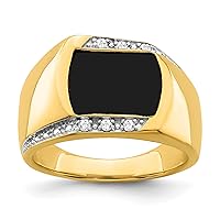 14k Onyx and Natural Diamond Mens Ring GLD-AMZ-RM7360-OX-012-YA