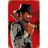 Video Game Red Dead Redemption Poster Vintage Tin Sign for Bar Man Cave Garage Home Wall Decor Retro Metal Sign Gift 12 X 8 inch