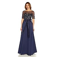 Adrianna Papell Women's Beaded Mesh and Taffeta Gown