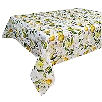 Violet Linen European Pears Flowers Pattern, Polyester Woven Printed Fabric, Pears, 60 Inch by 84 Inch, Seats 6 to 8 People, Rectangular Tablecloths