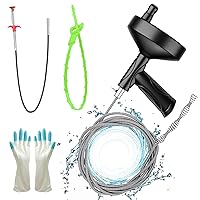 Drain Auger,10FT Snake Drain Clog Remover Tool for Sewers, Kitchens and Bathrooms, Comes with Gloves and Drain Snake Flex Pickup and Hair Clog Plastic Strip (10FT)