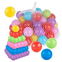 Pit Balls Pack of 50 - BPA Free 6 Color Hollow Soft Plastic Ball for Kids Birthday Pool Tent Party Favors Summer Water Bath Toy ( 6CM )