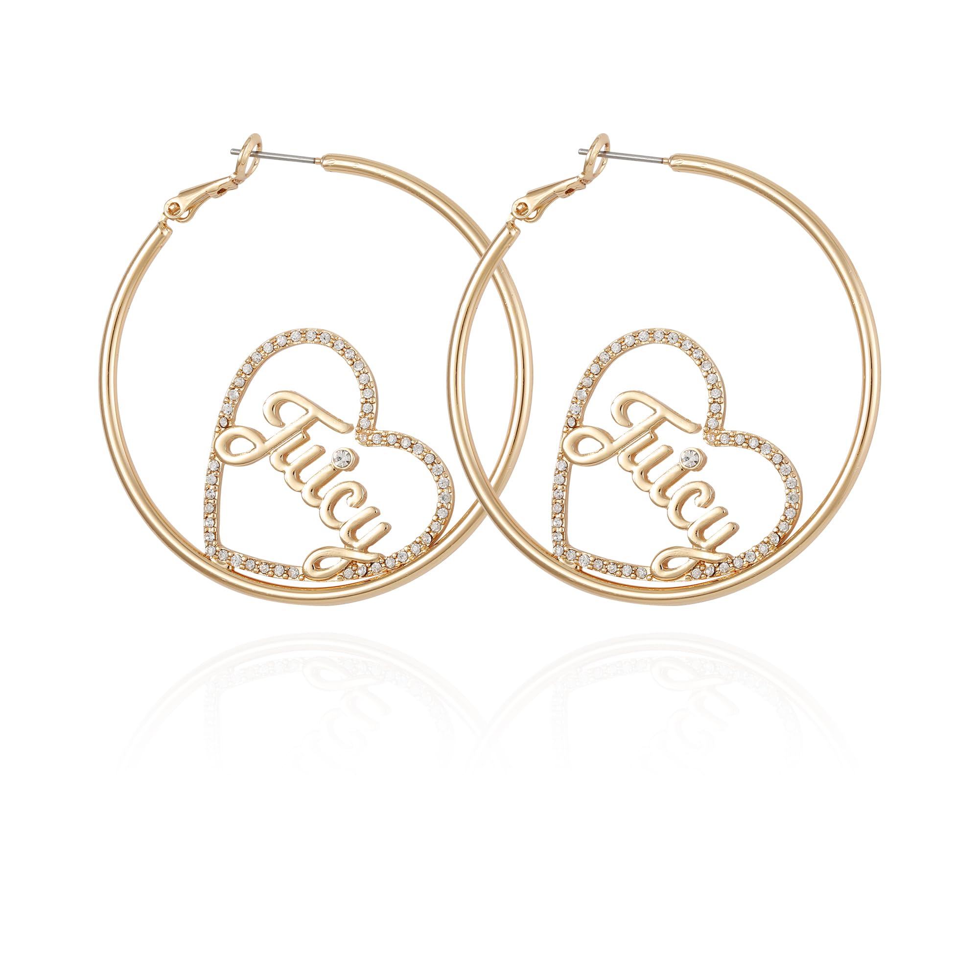 Juicy Couture Goldtone Heart and Signature Logo Hoop Earrings For Women