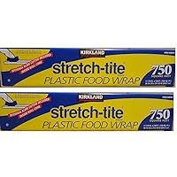 Kirkland Signature Stretch Tite Plastic Food Wrap PMYknx, 2 Packs (750 Sq ft Food Wrap)