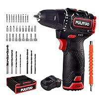 PULITUO Brushless Electric Drill Set,[Brushless Motor],12V Power Drill 310 In-lb Torque, 20+1 Clutch, 3/8