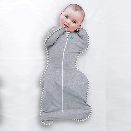 Love to Dream Swaddle UP Self-Soothing Sleep Sack 8-13 lbs, Dramatically Better Sleep, Snug Fit Calms Startle Reflex, 1.0 TOG, Gray, Small