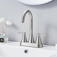 VAPSINT Brushed Nickel 4 Inch 2 Handle Bathroom Faucet,Modern Centerset RV Bathroom Sink Faucet Lavatory Bath Sink Vanity Faucet with Water Supply Lines and Pop Up Drain