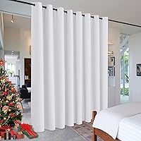 RYB HOME Separation Room Divider Curtain Heavy Duty Share Space Ceremony Window Drape, Partition Grommet Curtain for Patio Sliding Door Garage, W 15 x L 9 ft, Grayish White, 1 Panel