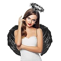Toffos Angel Wings for Adult Costume with Halo Headband for Women, Girls Costume Accessories for Halloween Xmas Party