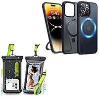 Humixx [2 Pcs] Floating Waterproof Phone Pouch Mag-Guard for iPhone 15 Pro Max Case with Fold-Out Stand