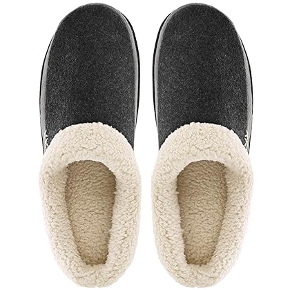 VONAMY Men's Slippers Fuzzy Warm House Shoes Memory Foam Slip On Clog Plush Wool Fleece Indoor Outdoor