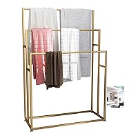 Standing Towel Drying Racks for Bathroom Freestanding Towel Holder Tower Bar Stand Rust-Resistant Metal Easy to Installation/Gold
