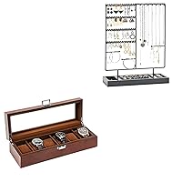 ProCase Jewelry Organizer Stand Bundle with 6 Slots Wooden Watch Display Case