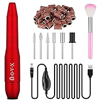 Electric Nail Drill, Professional Portable Nail Drill for Acrylic Nails, Portable Electric Nail File Kit with Nail Drill Bits and Sanding Bands,Manicure Pedicure for Polishing,Nail Removing(Red)