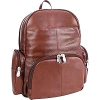 Mcklein Leather Dual Compartment Laptop Backpack, Cumberland, Pebble Grain Calfskin Leather, Brown (88364)