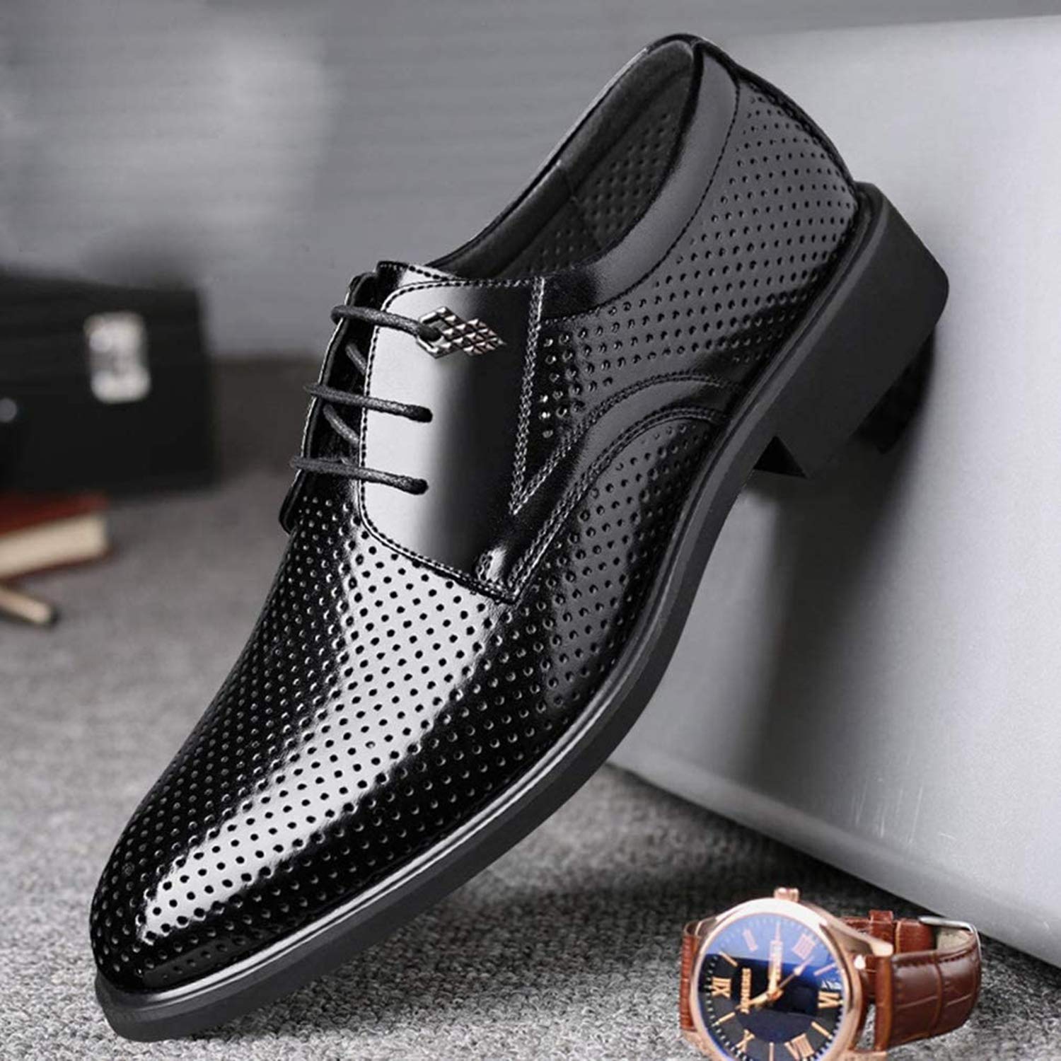 WEWIN Business Shoes, Mesh, Men's, Sandals, Leather Shoes, Large Sizes, Men's Shoes, Leather Shoes, Walking, Casual, Lightweight, Comfortable, Non-stuffy, Odor Resistant, Breathable