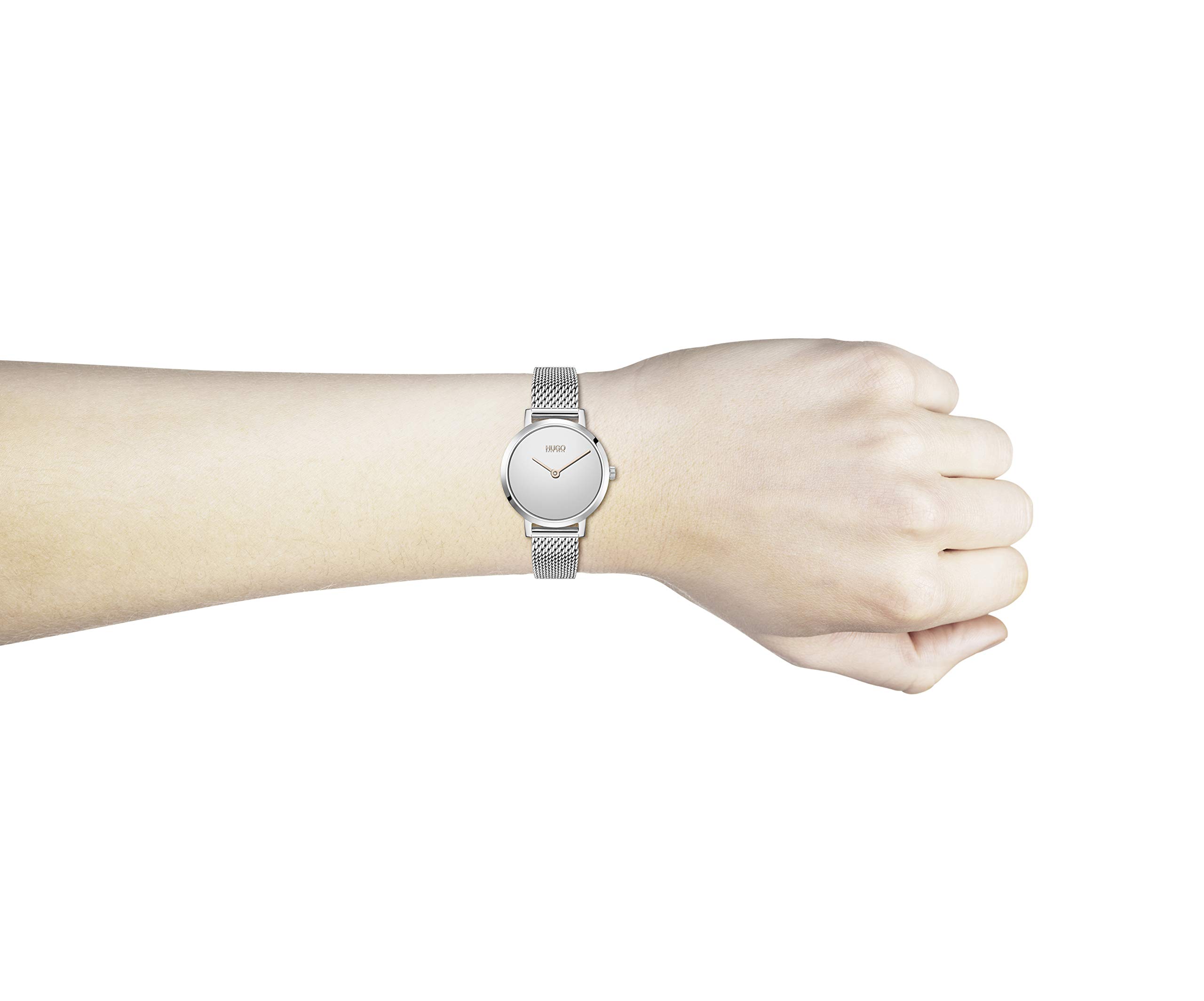 HUGO #Cherish Women's Quartz Stainless Steel Mesh Bracelet Casual Watch, Silver, 12