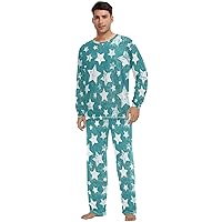 ALAZA Vintage Style Star Pajama Set for Men Women,Long Sleeve Top & Bottom Sleepwear Set Soft Lounge Nightwear
