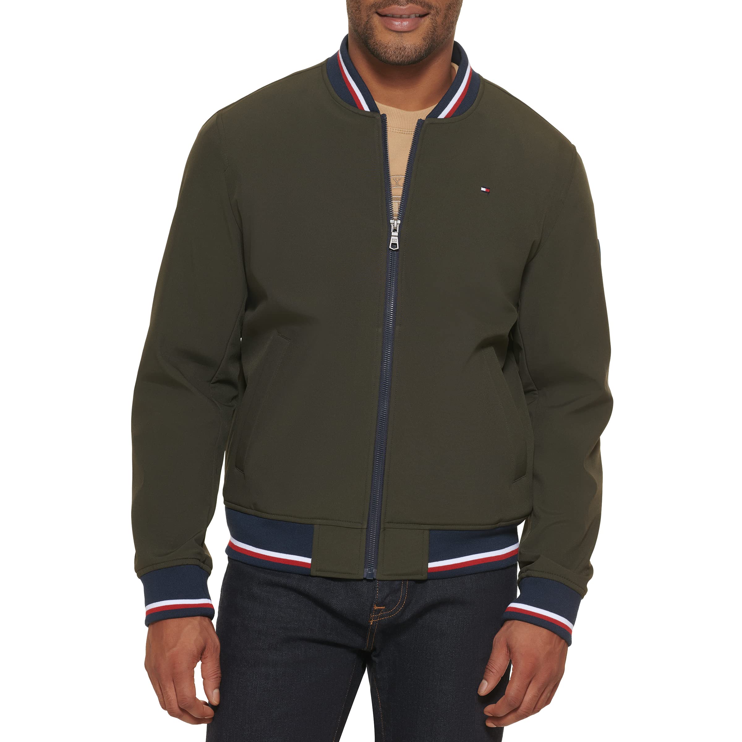 Tommy Hilfiger Men's Lightweight Varsity Rib Knit Bomber Jacket