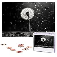 Dandelion Black and White Print Puzzles Personalized Puzzle for Adults Wooden Picture Puzzle 1000 Piece Jigsaw Puzzle for Wedding Gift Mother Day