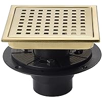 6 Inch Square Shower Floor Drain, 304 Stainless Steel Shower Floor Drain Deodorant Bathroom Shower Waste Drain with Removable Tile Insert Grate Cover,Black (Color : Gold)