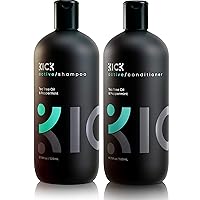 Tea Tree & Peppermint Shampoo + Conditioner-Cleanse & Condition Bundle by Kick: Itchy Scalp Treatment for Dandruff & Thinning Hair-High Performance Anti-Dandruff, Anti-Hair Loss Care for Men and Women