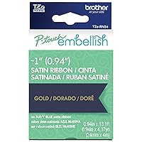 Brother P-Touch Embellish Gold Print on Navy Satin Ribbon TZE-RN54 - ~1