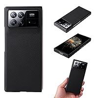 Cell Phone Flip Case Cover Compatible with Xiaomi Mix Fold 3 Case,Shockproof Slim Carbon Fiber Cover Ultra-Thin Leather Shockproof Protection case,PC+PU Leather Flip Folio Case (Color : Black)