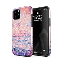 Compatible with iPhone 11 Pro Max Case Henna Mandala Paisley Lace Ornament Pattern Landscape Mouintains Nature Sky Clouds Heavy Duty Shockproof Dual Layer Hard Shell+Silicone Protective Cover