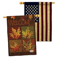 Fall Leaves Collage House Flag Pack Harvest & Autumn Scarecrow Pumkins Sunflower Season Autumntime Gathering Vintage Applique Banner Small Garden Yard Gift Double-Sided, Made in USA