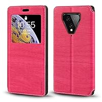 Blackview BL5000 Case, Wood Grain Leather Case with Card Holder and Window, Magnetic Flip Cover for Blackview BL5000 (6.36”) Rose