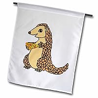 3dRose Cute Funny Unique Pangolin eating Pizza Cartoon - Flags (fl_355070_1)