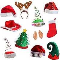 Tigerdoe Christmas Hats - 5 Pack Holiday Photo Booth Props - Santa Hat - Elf Hat - Xmas Party Supplies