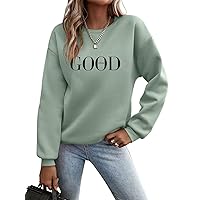 Minetom Women’s Jumper, Sweatshirt, Letter Print Long Sleeve Crew Neck Pullover, Autumn Winter Loose Casual Top for Sports, Streetwear, Blouse, Tops, without Hood