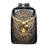 Studded 3D Cow Head Waterproof Backpack Unisex Computer Laptop Bags Large