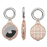 Yatchen Protector for AirTags,Luxury Cute Metal Hollow-Carved Bling Diamond Air Tag 2021 Case for Women Girls with Ring Keychain Anti-Lost Bluetooth Tracker Protector(Rose Gold, 2 Pack)
